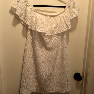 Lilly Pulitzer Lace Dress with Ruffle on Top (Size Small)